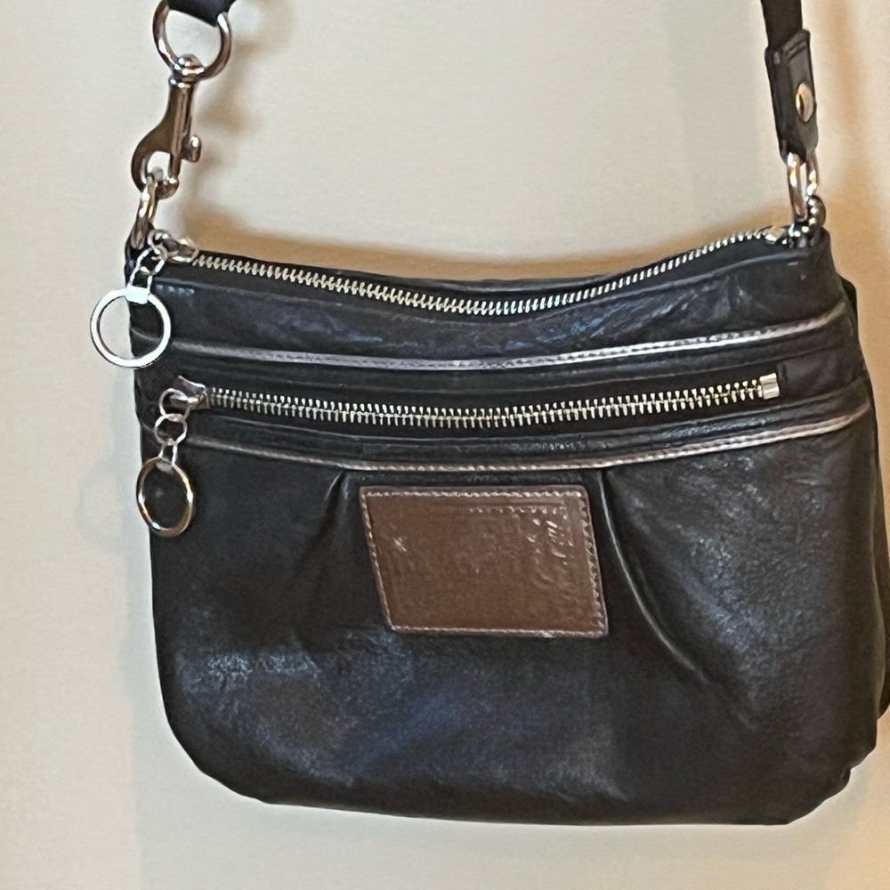 Coach Poppy Black leather crossbody purse